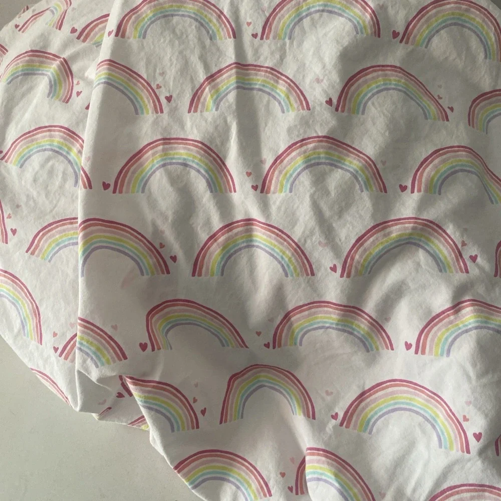 Pottery Barn Kids Rainbow Hearts TWIN Fitted Sheet & Standard Pillow Case